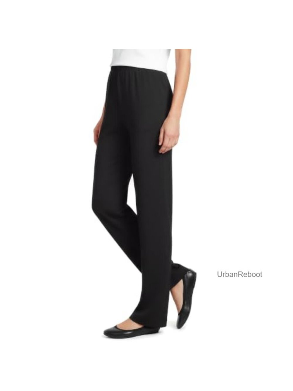 Women's High Rise Wide Leg Cotton Pull On Pants With Pockets, Elastic Waist